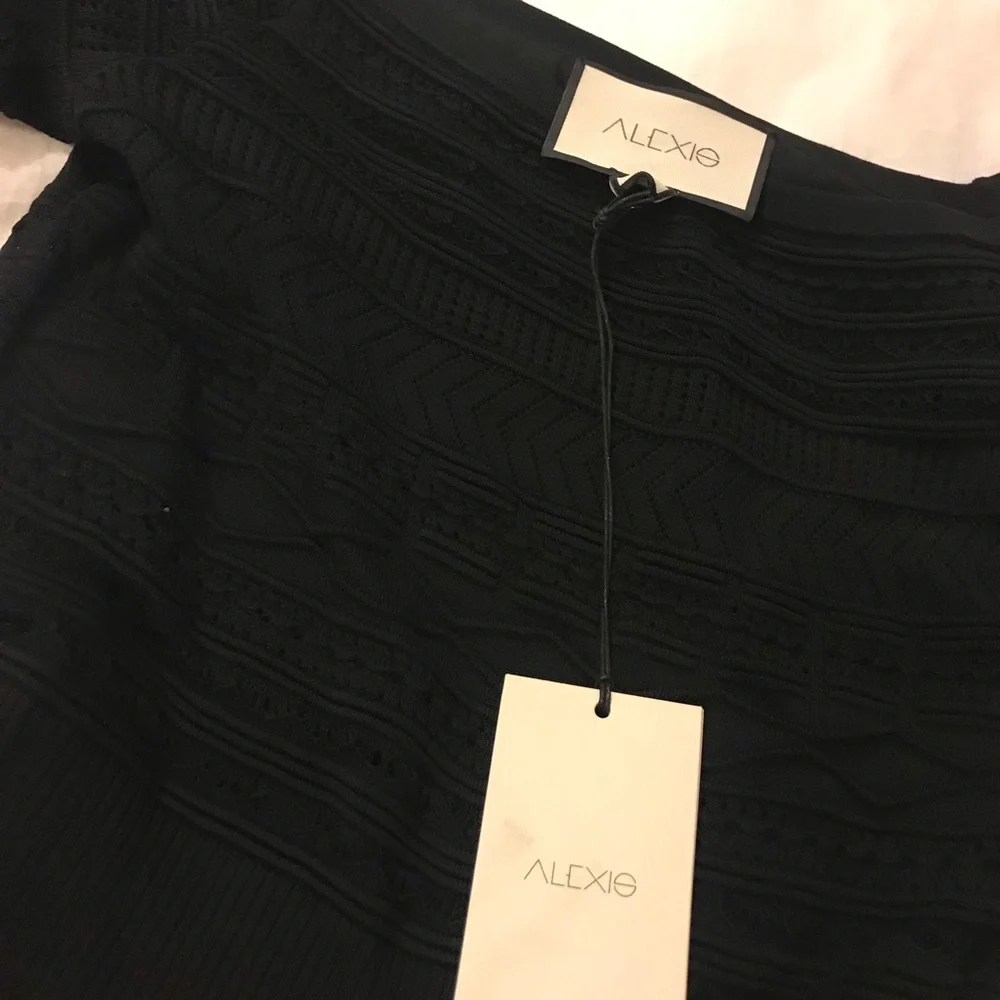 Alexis Sheira Off the Shoulder Knit Midi Dress L - Picture 6 of 8